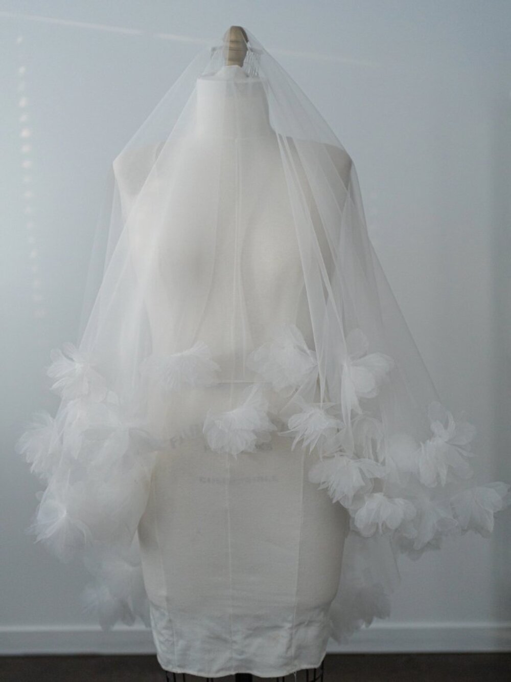 Organza Flower Drop Veil with Comb